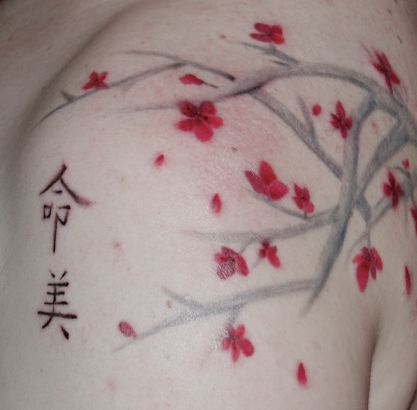 Cherry Blossom Shoulder Pic Tattoo